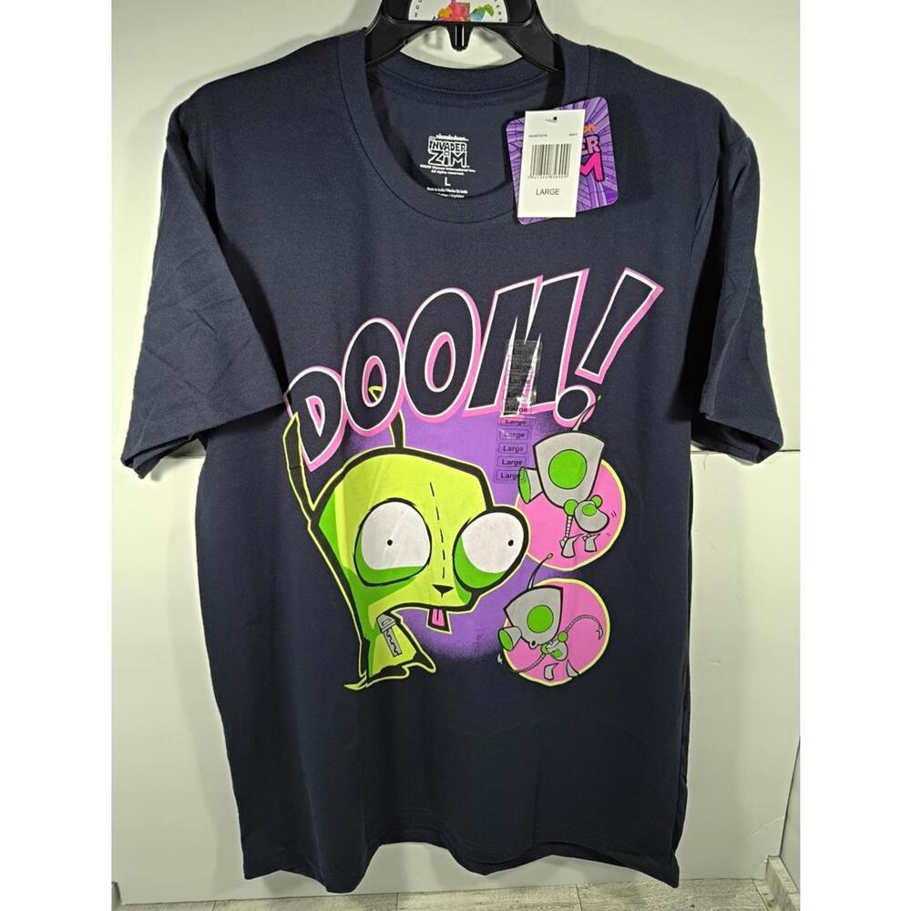 Nickelodeon Invader Zim GIR DOOM Men's Size Large Navy Blue Graphics T-Shirt NWT